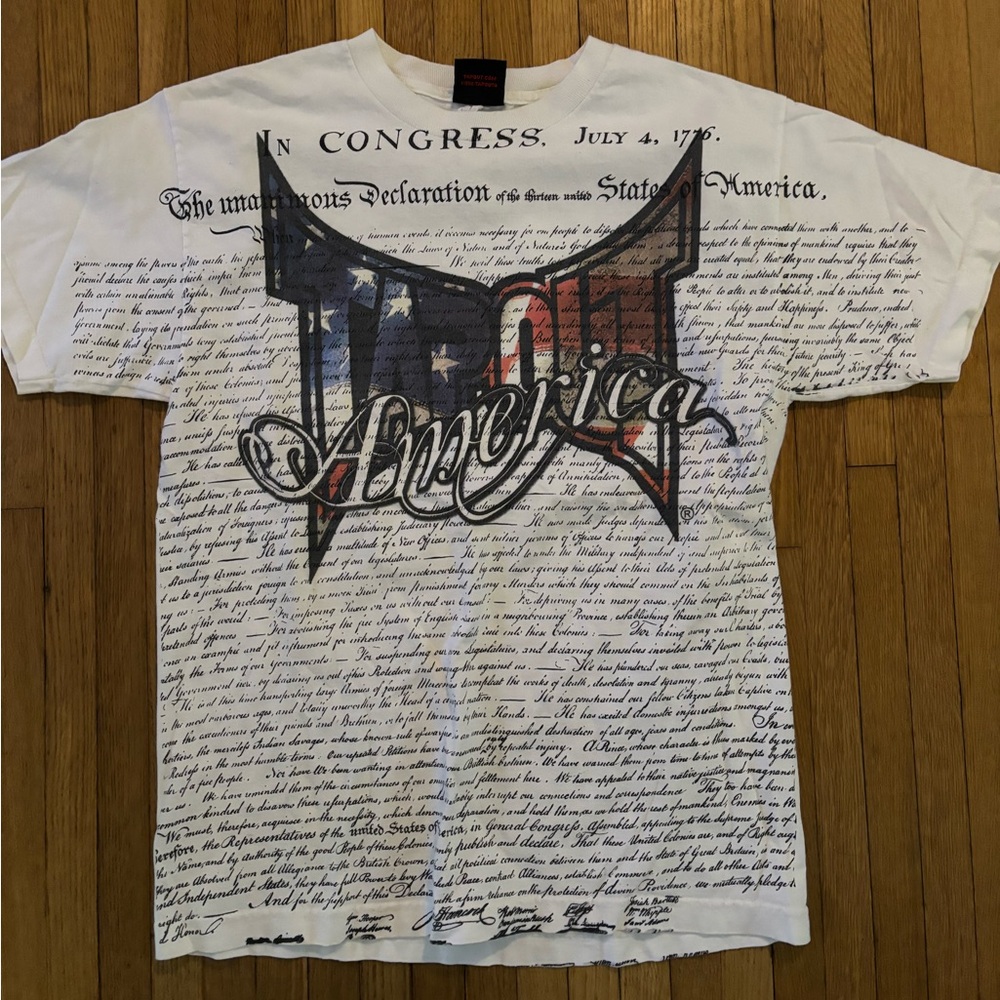 🔥 Vintage Tap Out Men's LG America Declaration of Independence Graphic T-shirt